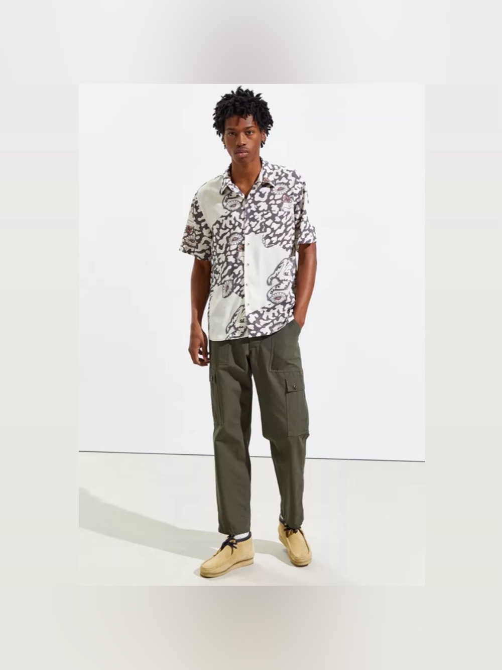 Urban Outfitters Frog Clash Short Sleeve Button Down Shirt
